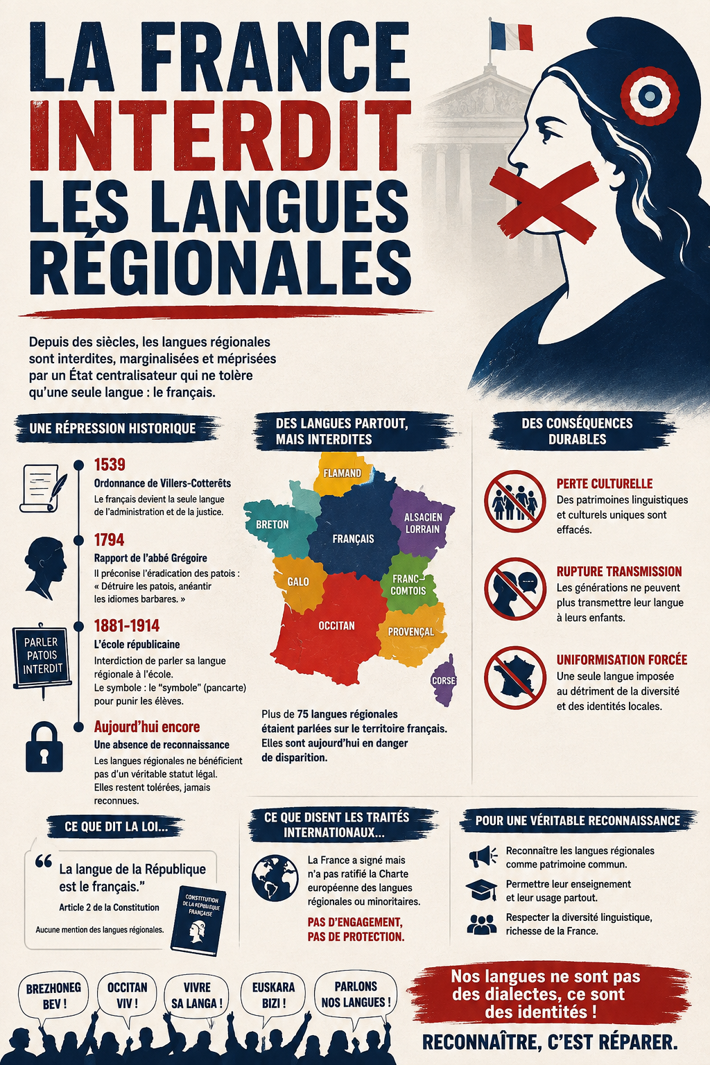 La France démocrate interdit les langues régionales
